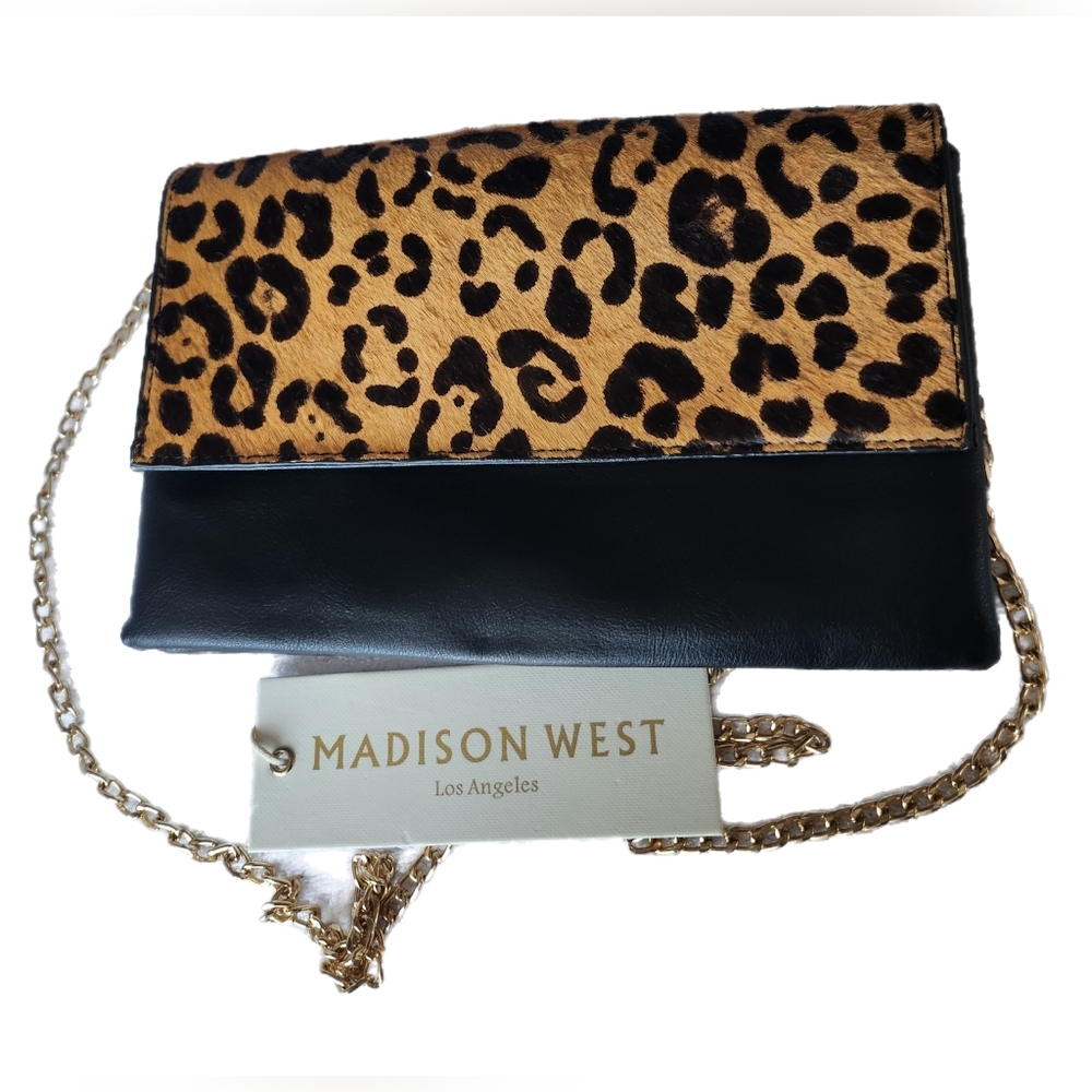 MADISON WEST CHEETAH PRINT DESIGN CROSSBODY/CLUTCH/BAG/PURSE BNWT - Picture 1 of 7